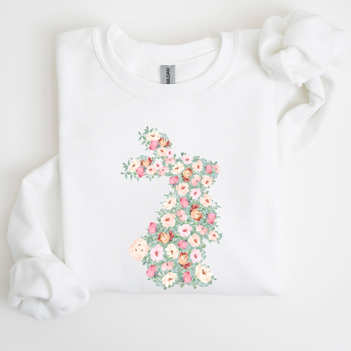 Floral Print Rabbit, Bunny, Easter Seasonal Springtime Floral Pattern With Delicate Bunny Motif Sweatshirt