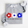 Flowers, God Bless America, Red White Blue Floral Patriotic Art Print Sweatshirt