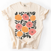 Flowers and Pumpkins Watercolor Halloween Autumn Floral Design Comfort Colors Tee