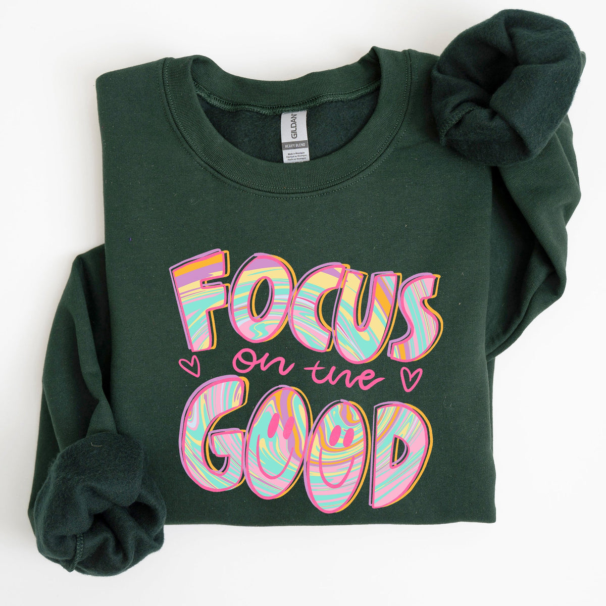 Focus On The Good Retro Groovy Positivity Mental Health Awareness And Positive Vibes Sweatshirt