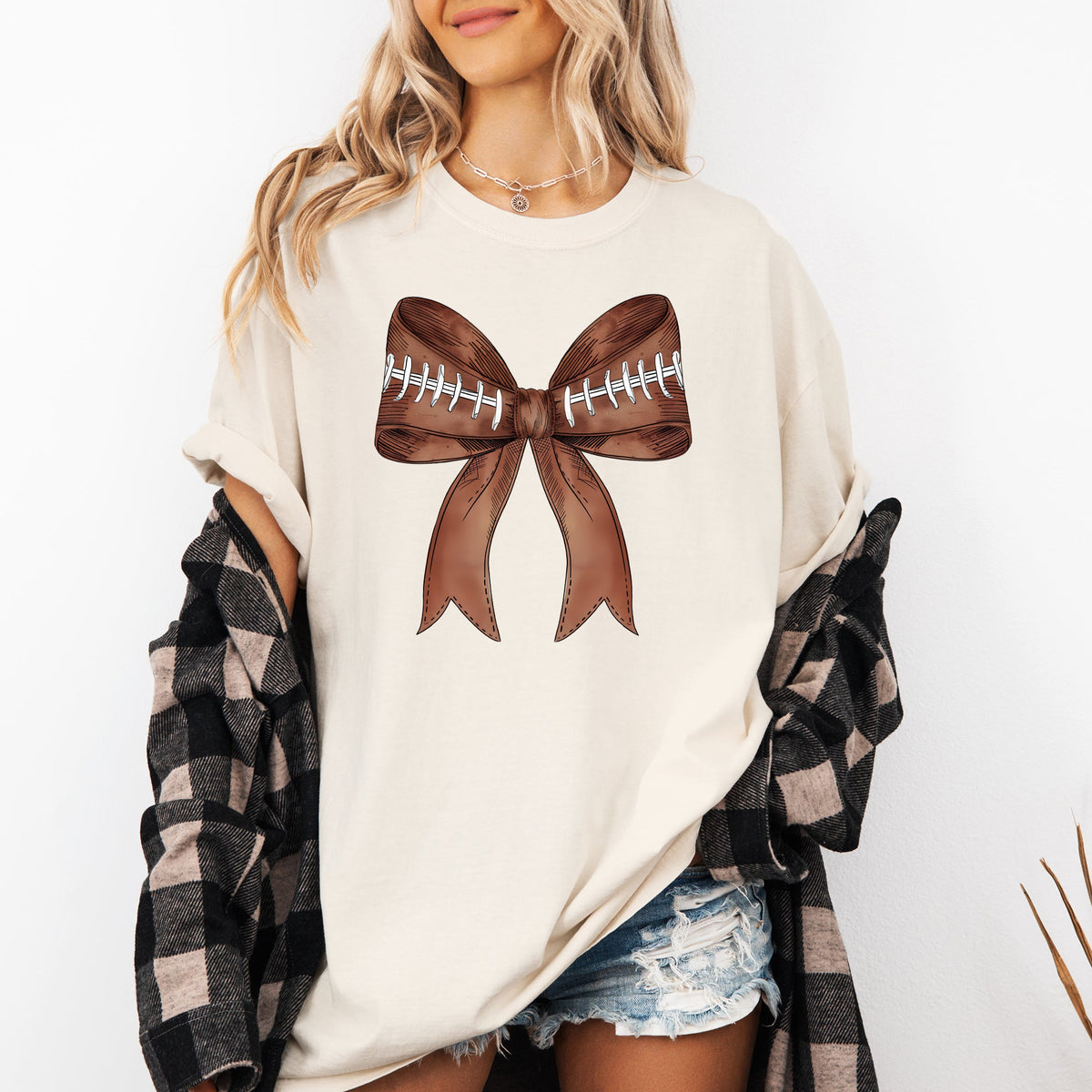 Football Coquette Girly Sports Game Day Big Game Touchdown Tailgate Party Comfort Colors Tee