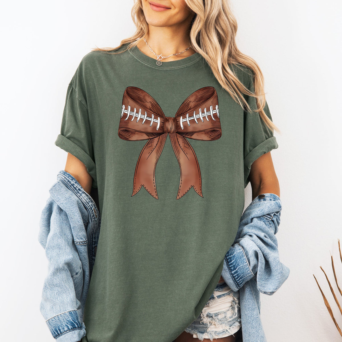 Football Coquette Girly Sports Game Day Big Game Touchdown Tailgate Party Comfort Colors Tee