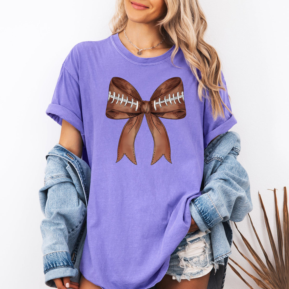 Football Coquette Girly Sports Game Day Big Game Touchdown Tailgate Party Comfort Colors Tee