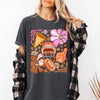 Football Floral Girly Sports Game Day Tailgate Touchdown Big Game Theme Comfort Colors Tee