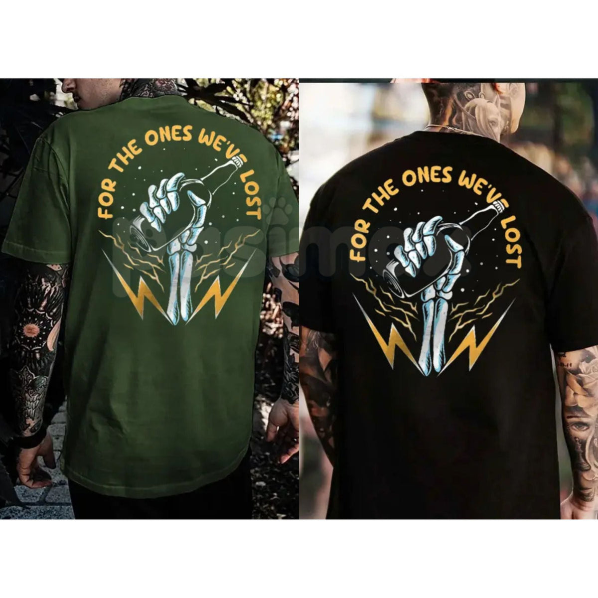 "For The Ones We've Lost" Memorial T-Shirt - In Loving Memory Back Print Graphic Tee, Premium 100% Cotton Remembrance Top, Sympathy Gift for Grieving, Respectful Legacy Tribute Shirt, Soft Lived-In Heavyweight Commemorative Apparel