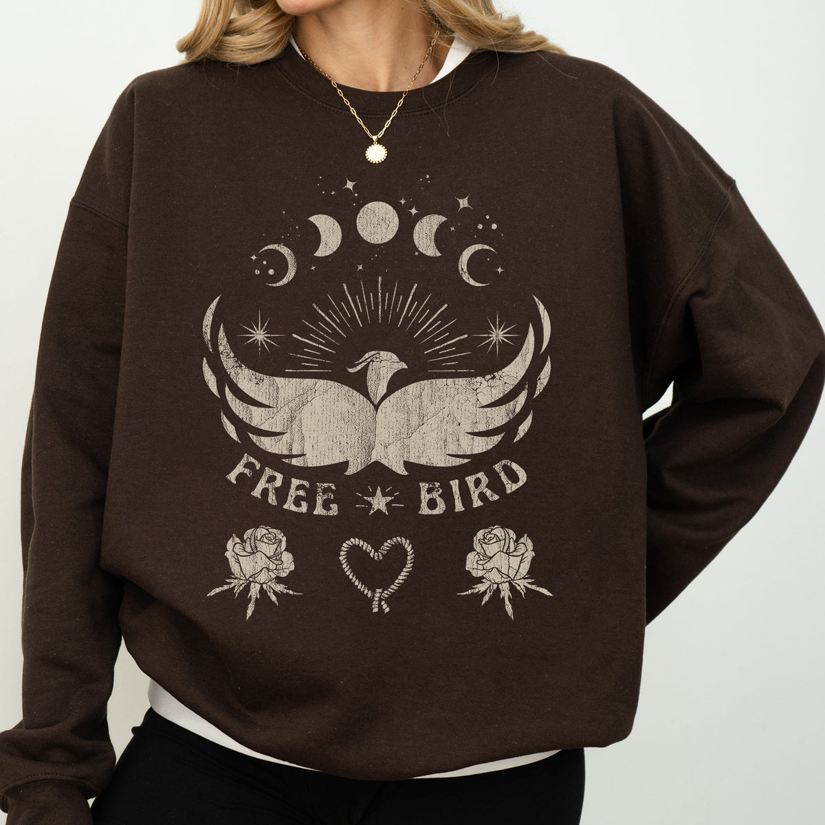 Free Bird Western Country Rock Music Cowboy Inspired Graphic Vintage Concert Sweatshirt