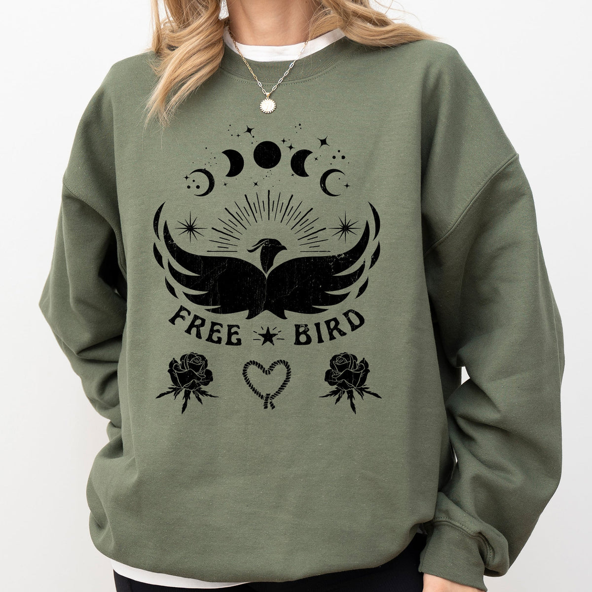 Free Bird Western Country Rock Music Cowboy Inspired Graphic Vintage Concert Sweatshirt