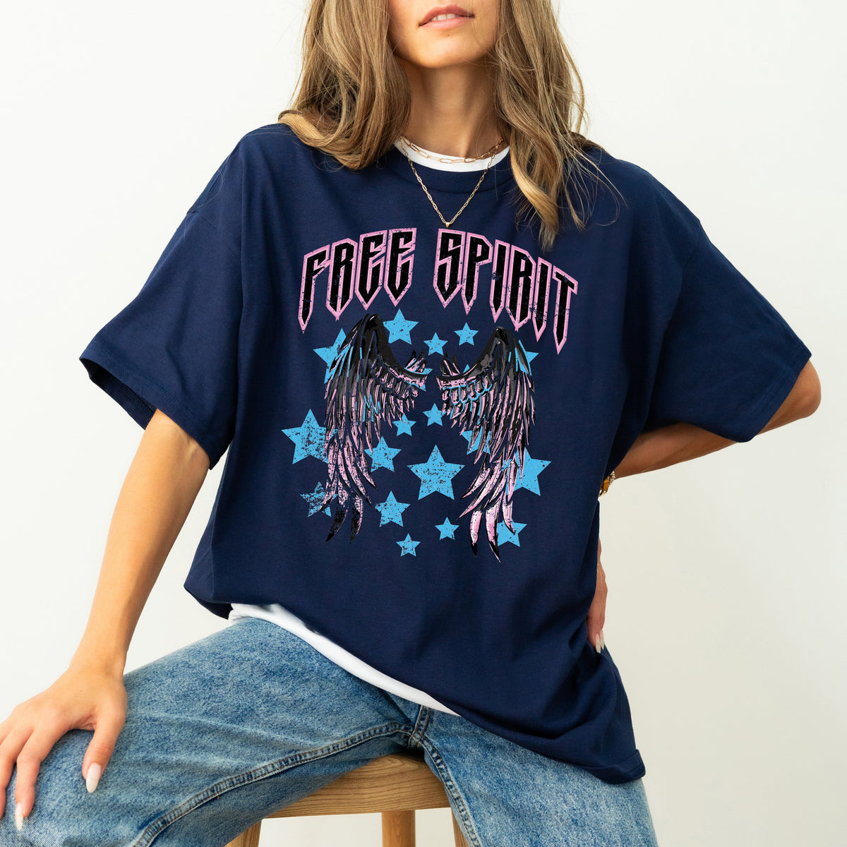 Free Spirit Wings Rock Grunge Stars 80s Rock Music Concert Tee Comfort Colors Tee