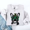 Frenchie St. Patrick's Day Irish Luck Pup Love Warm Cozy Fleece Themed Sweatshirt