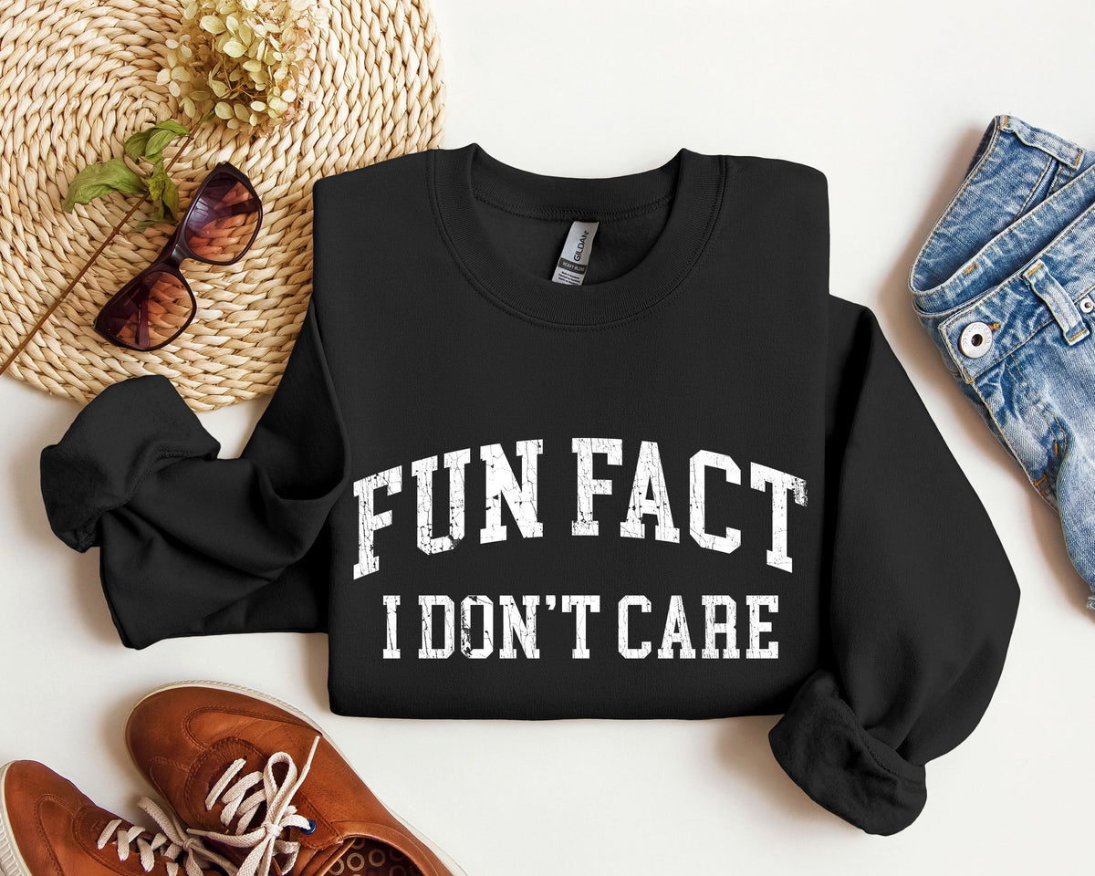 Fun Fact I Don't Care Sarcastic Campus Humor Quote For Late Night Study Sessions Sweatshirt