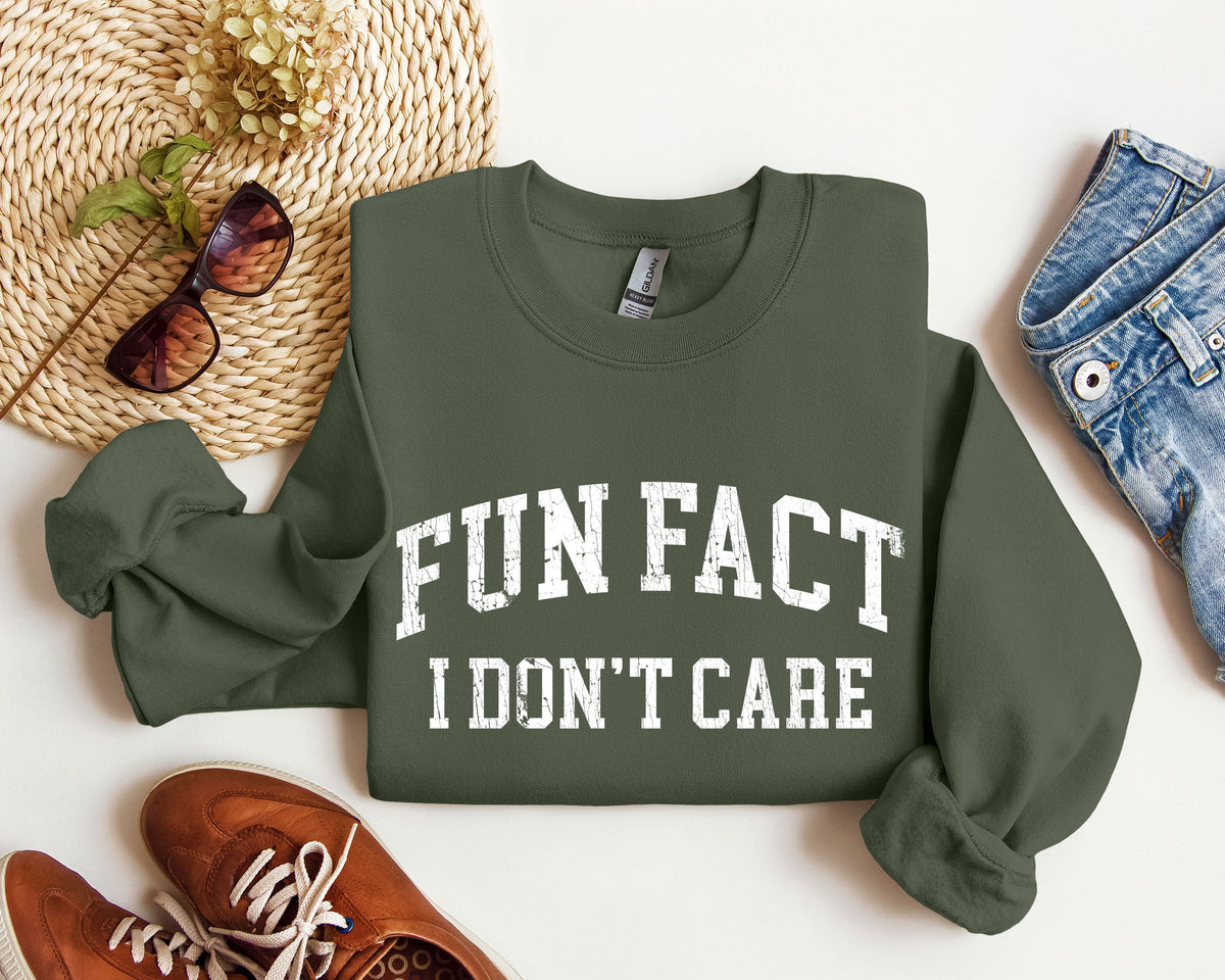 Fun Fact I Don't Care Sarcastic Campus Humor Quote For Late Night Study Sessions Sweatshirt