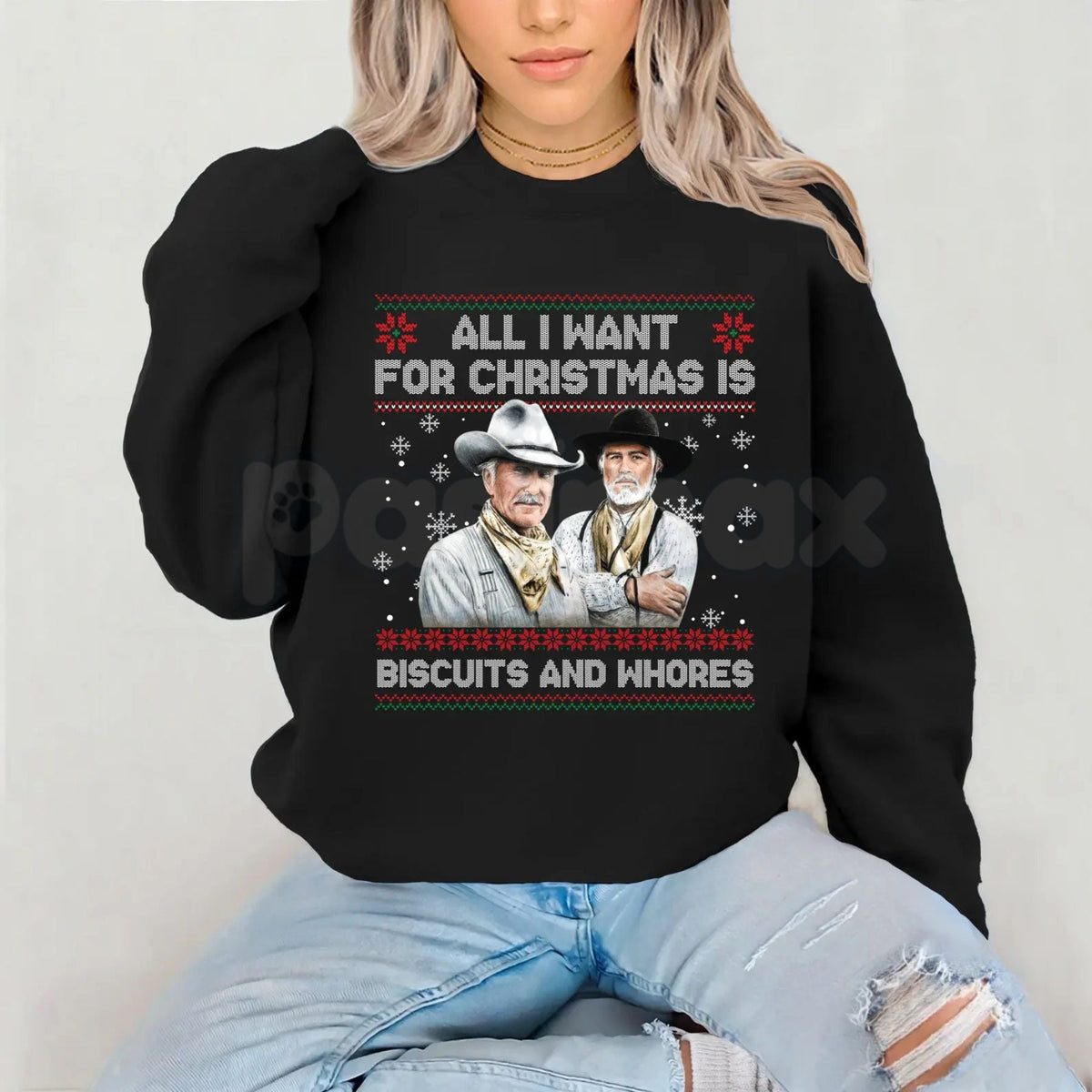 Funny Christmas Vacation Quote Ugly Sweatshirt | "Holy Shit Where's the Tylenol" Jumper | Funny Western Movie Shirt Ironic Holiday Gift