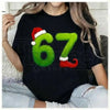Funny Gen Z Pop 67 Meme T-Shirt – Green Guy Santa Hats Graphic 100% Cotton Christmas Tee