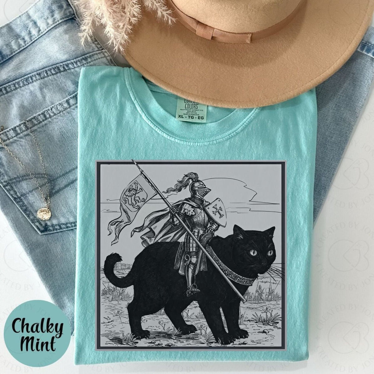 Funny Medieval Knight Cat Rider T-Shirt – Renaissance Fair Meme Tee, Fantasy Cat Lover Shirt, Funny Knight Graphic Tee, Unisex Gag Gift