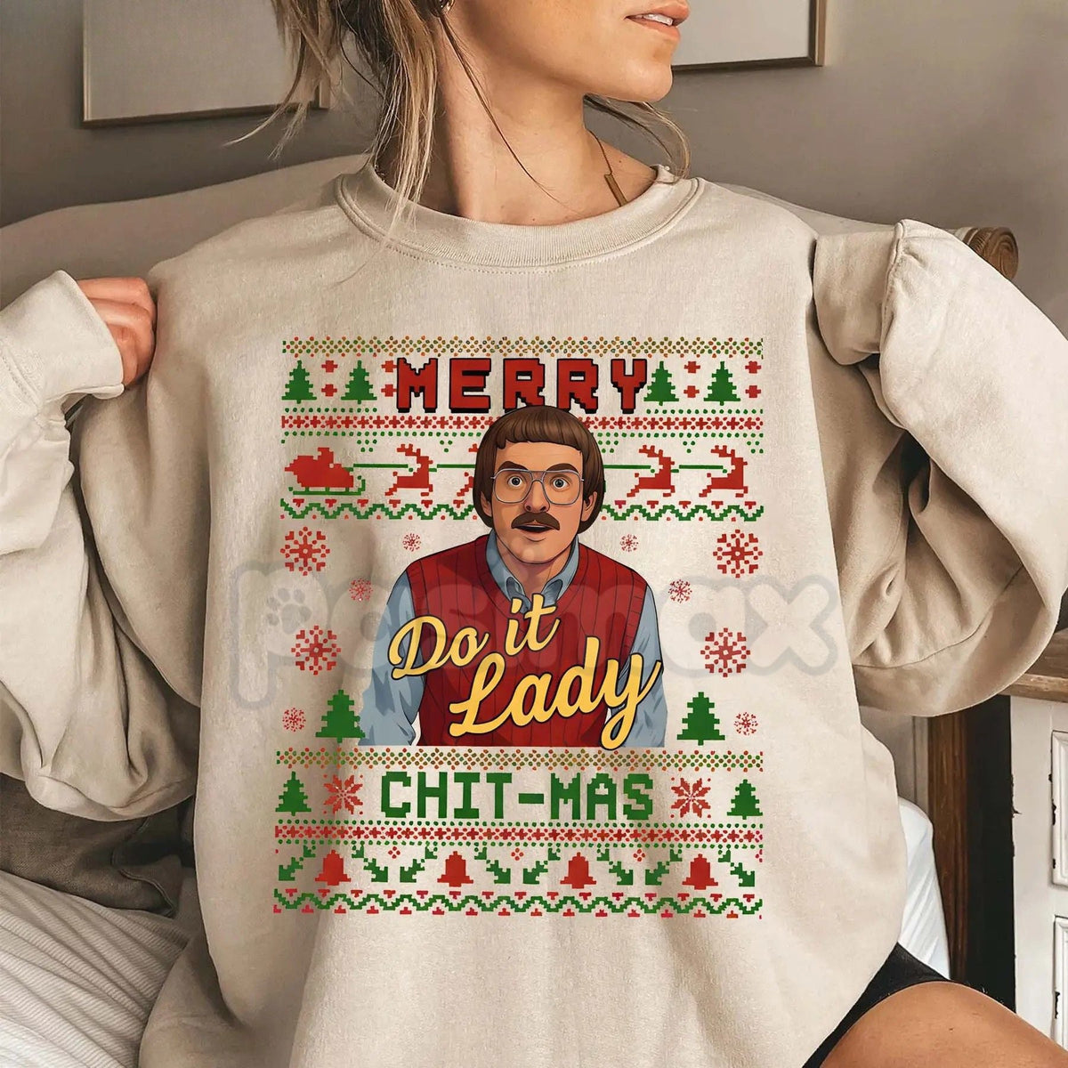 Funny "Merry Chit I Do It" Christmas Sweatshirt | Ugly Xmas Sweater Meme Shirt | Cheeky Holiday Crewneck