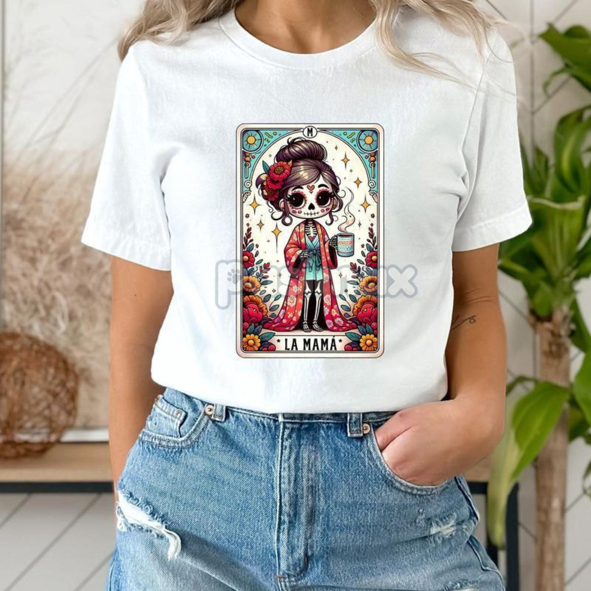Funny Mexican Mom Tarot Card Shirt - "La Chancla" Graphic Tee, Cultural Humor Statement T-Shirt