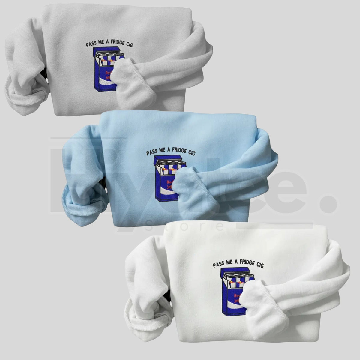 Funny "Pass Me A Fridge of Blue Soda" Embroidered Sweatshirt – Sarcastic Holiday Crewneck
