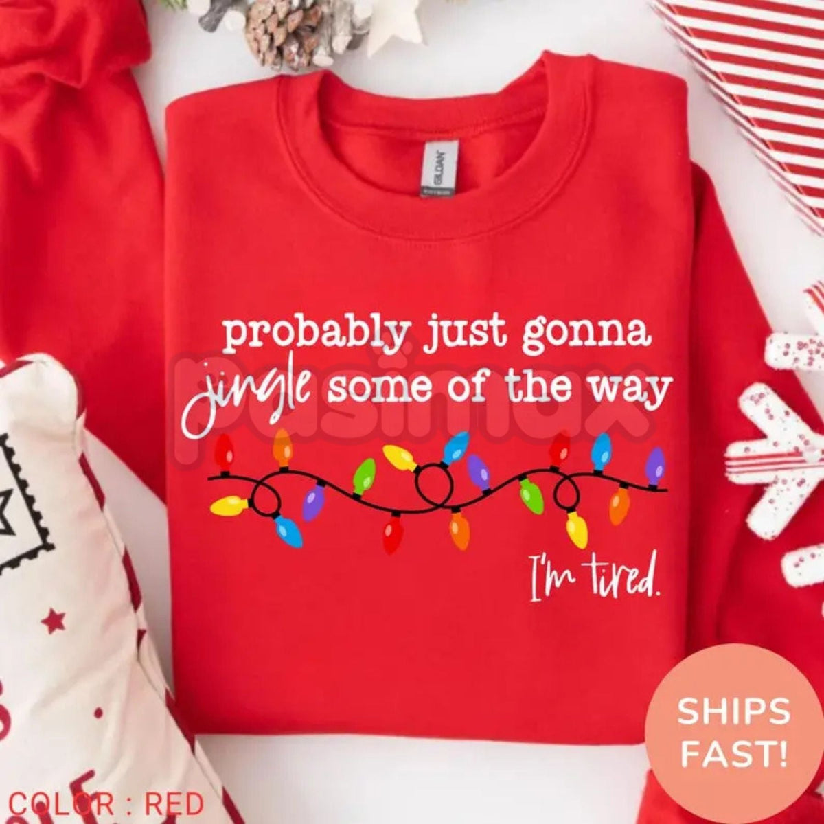 Funny "Probably Just Gonna Jingle" Christmas Sweatshirt | "I'm Tired" Holiday Humor Top | Relatable Xmas Crewneck
