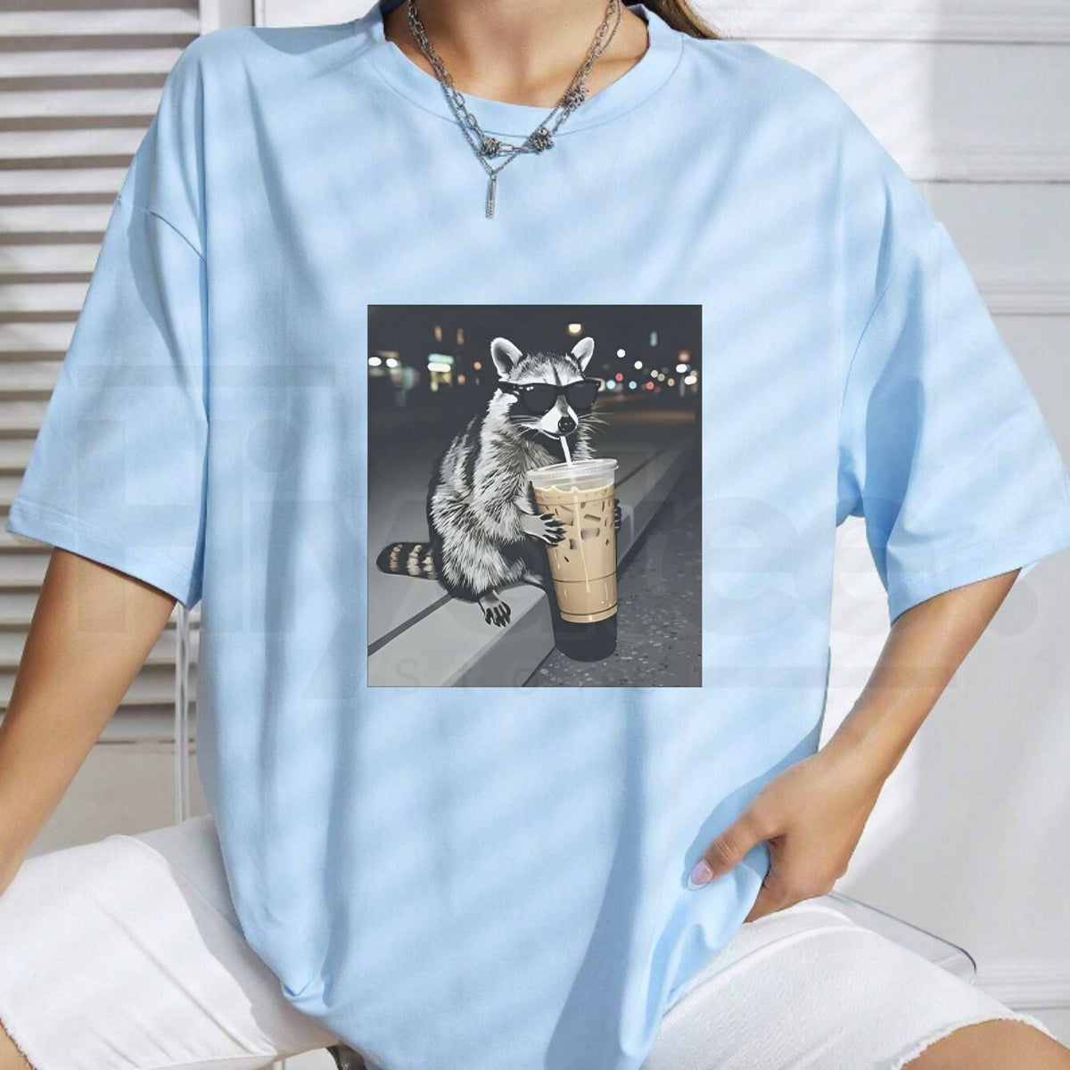Funny Raccoon Drinking Iced Coffee – Caffeinated Trash Panda