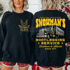 Funny Snowman's Bootlegging Service 2-Sided Sweatshirt | Prohibition Era Holiday Humor Crewneck