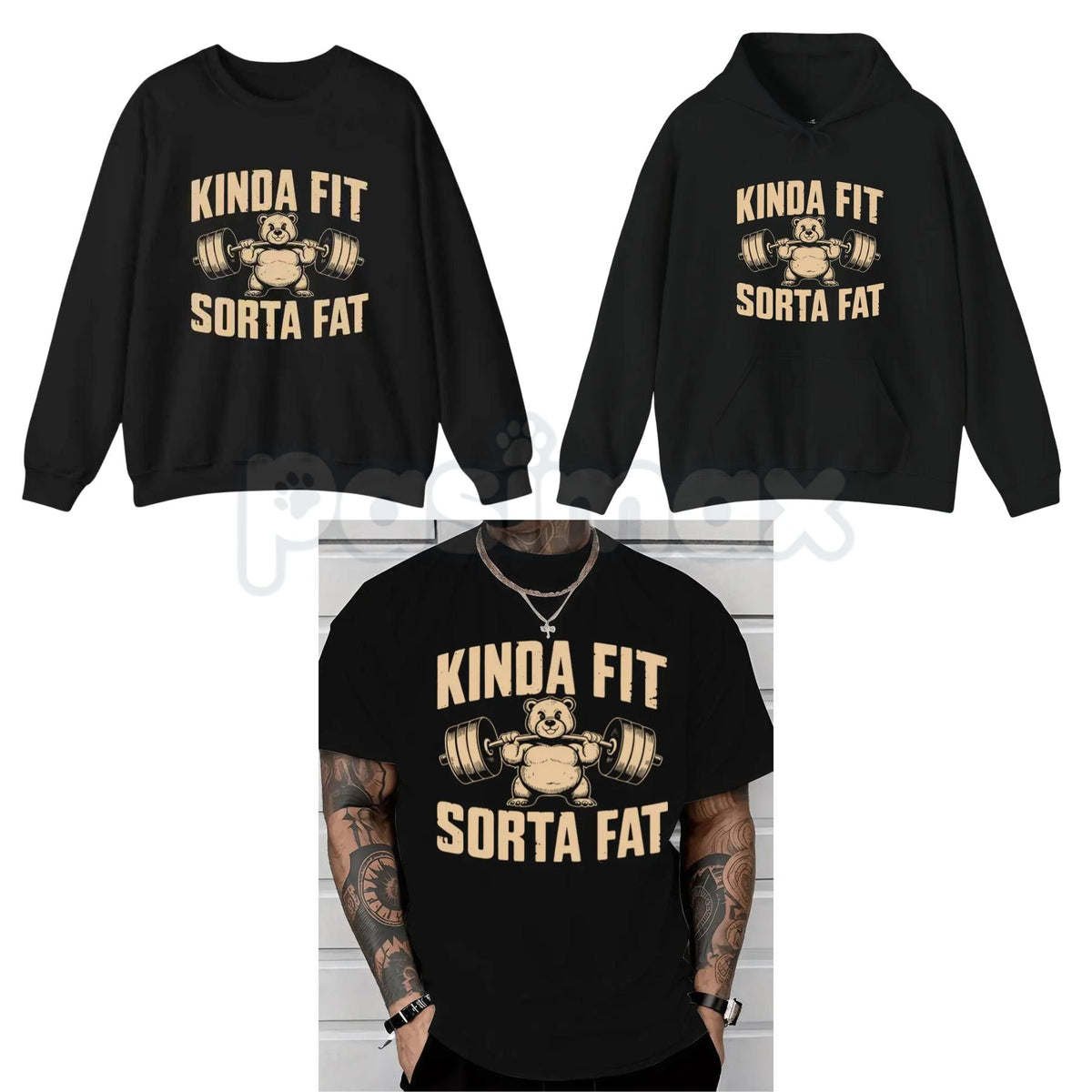 Funny Weightlifting Bear Graphic – Sarcastic Gym Humor Hoodie, Sweatshirt & T-Shirt