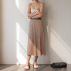 Women's Glitter Waistband Pleated Skirt in Champagne
