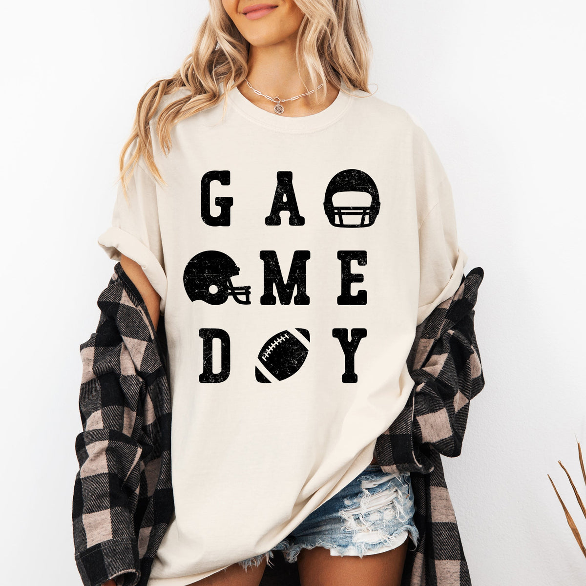 Game Day Football Helmet Tailgate Party Touchdown Big Game Sports Fan Edition Comfort Colors Tee