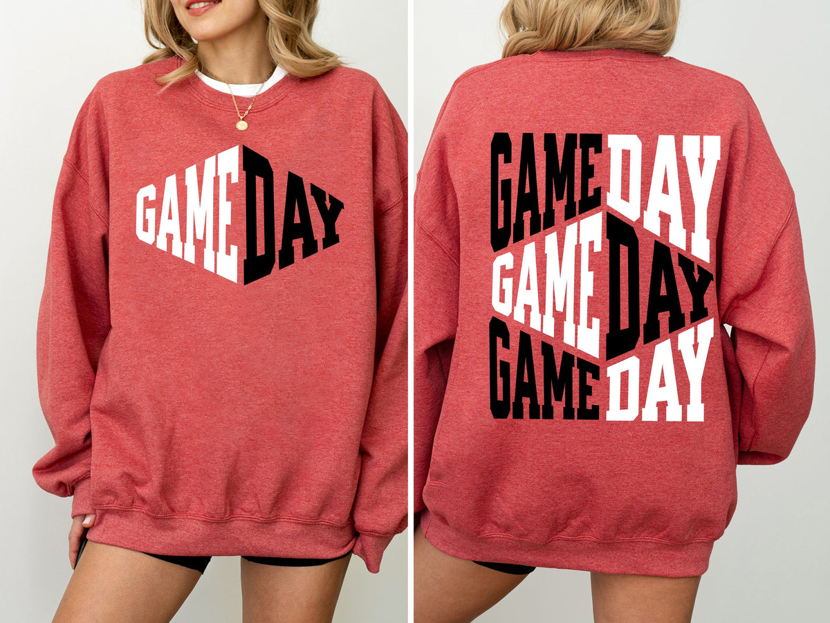 Game Day Front And Back Cheer Football Big Game Tailgate Party Team Spirit Sweatshirt