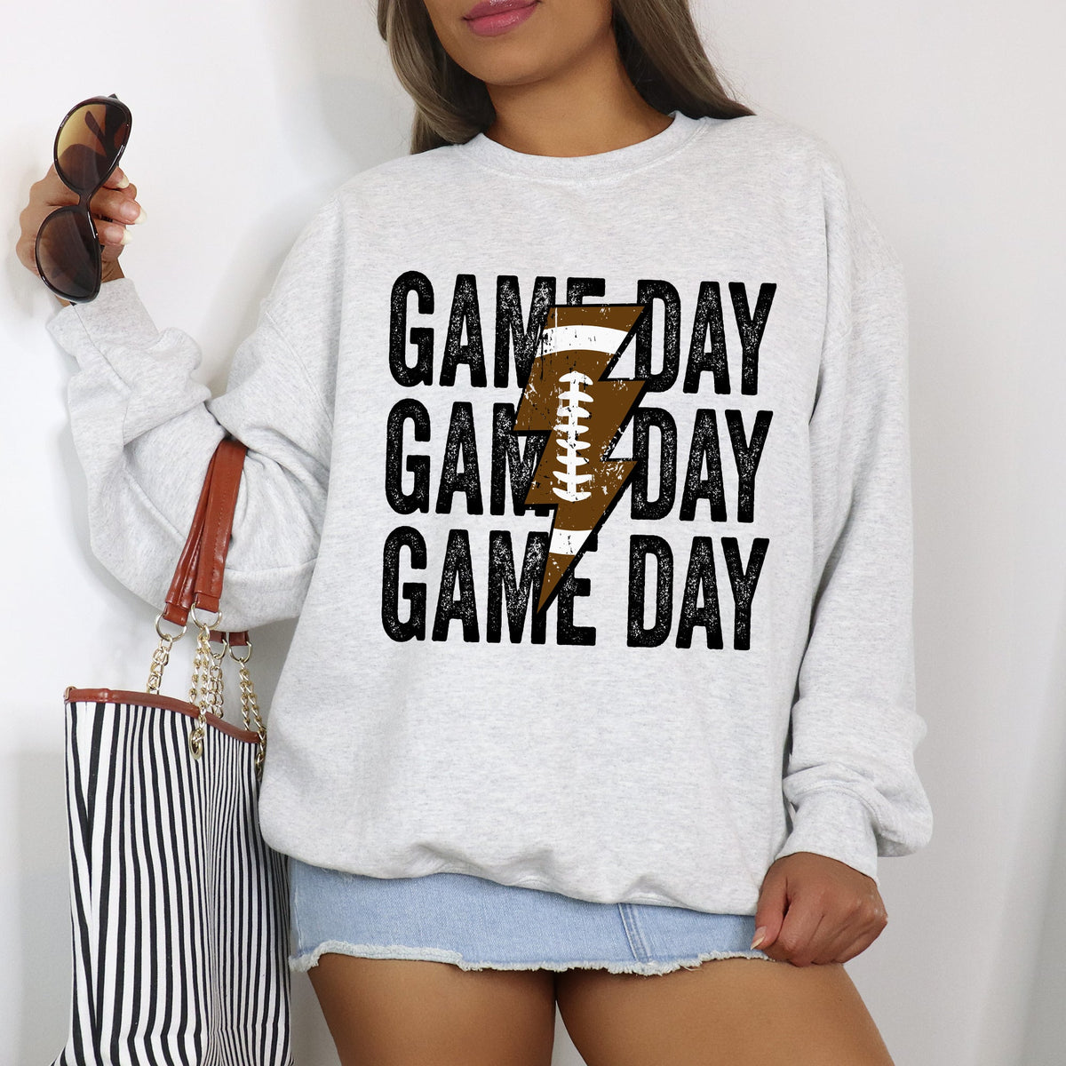 Game Day Lightning Bolt Football Sports Big Game Touchdown Tailgate Party Sweatshirt