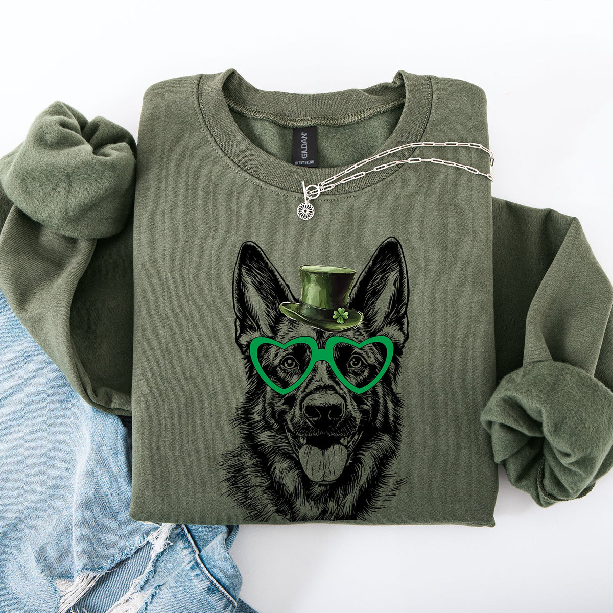 German Shepherd St Patrick's Day Irish Lucky Dog Cozy Deluxe Premium Custom Sweatshirt