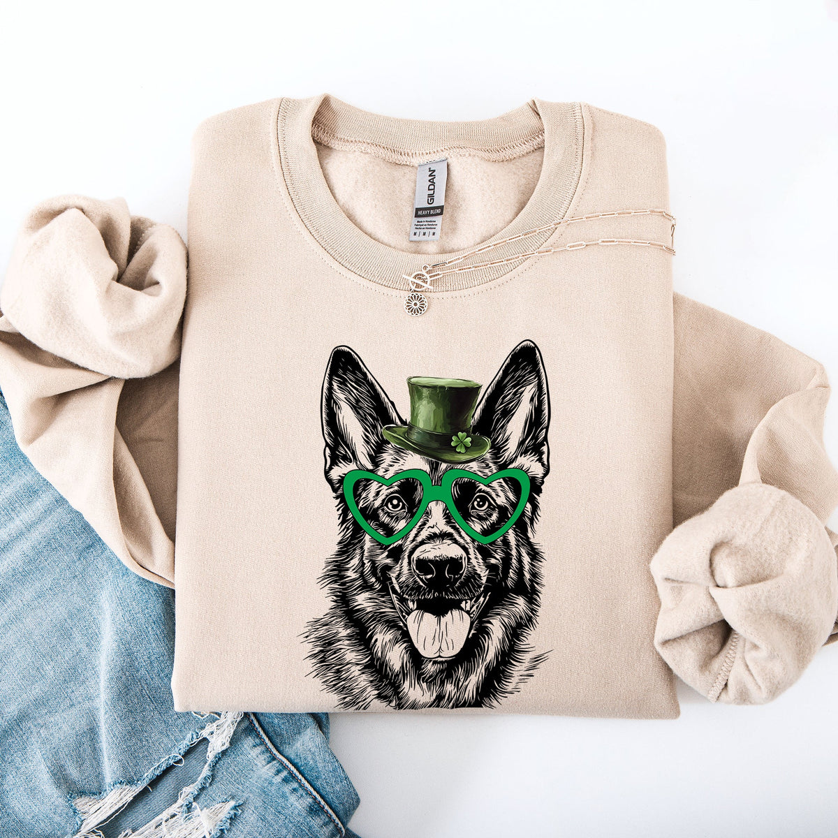 German Shepherd St Patrick's Day Irish Lucky Dog Cozy Deluxe Premium Custom Sweatshirt