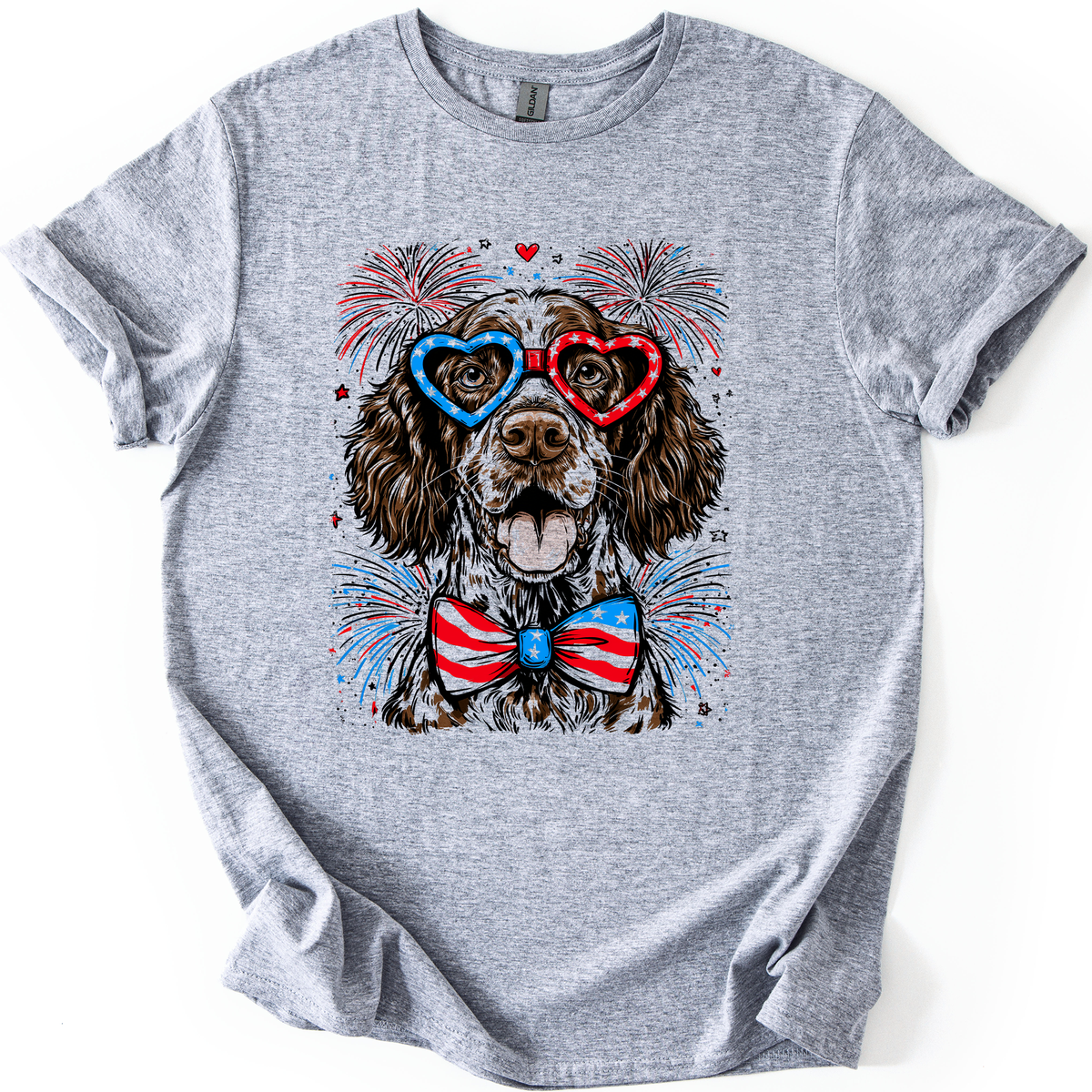 German Shorthaired Pointer Patriotic Dog USA American Flag Fourth Of July Graphic Tee