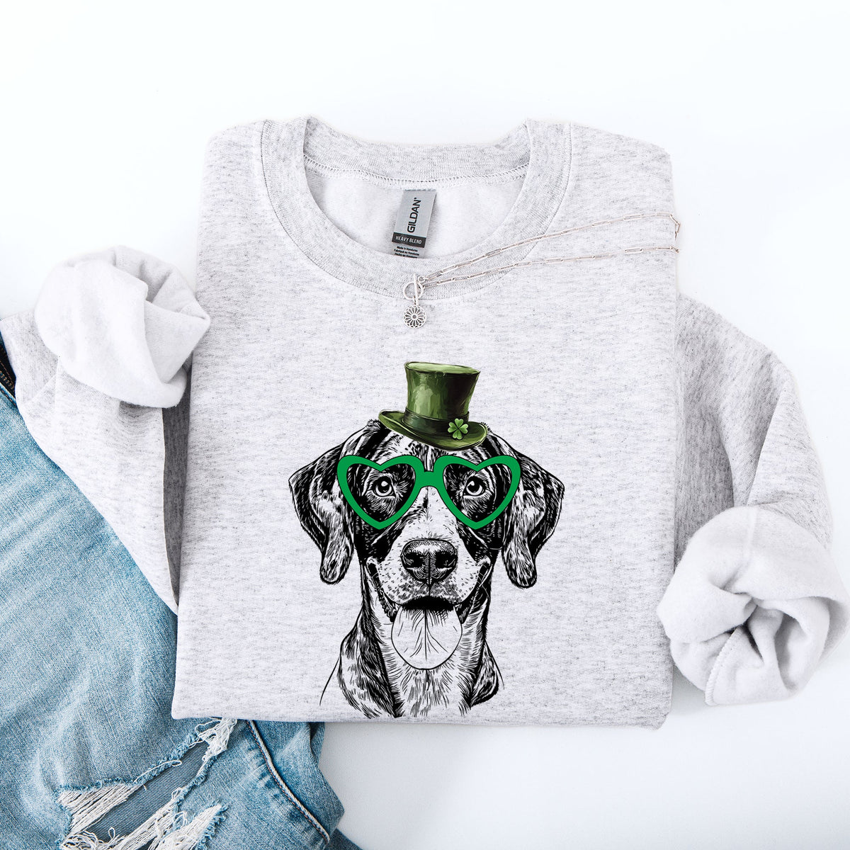 German Shorthaired St Patrick's Day Lucky Irish Hunting Dog Graphic Illustration Sweatshirt