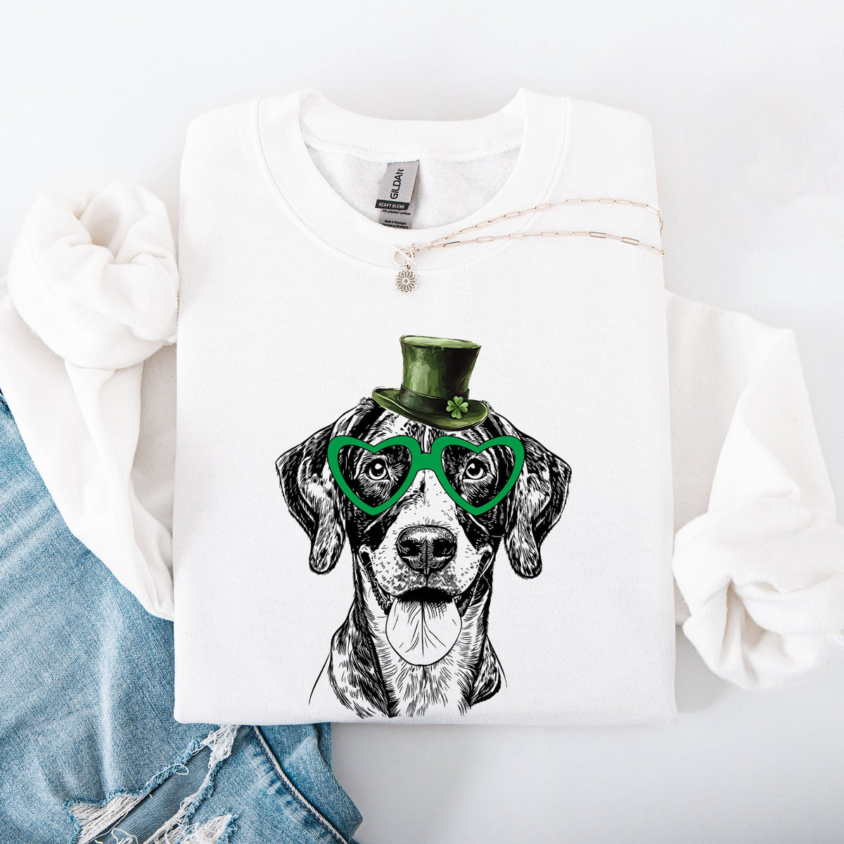 German Shorthaired St Patrick's Day Lucky Irish Hunting Dog Graphic Illustration Sweatshirt