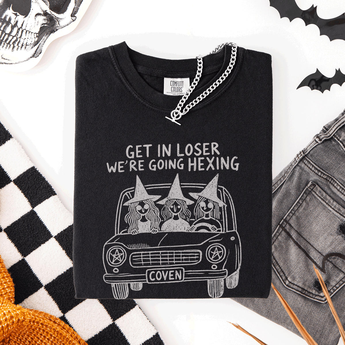 Get In Loser, We're Going Hexing Witch Coven Halloween Night Edition Comfort Colors Tee