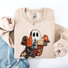 Ghost Faux Quilt Classic Halloween Fall Cozy Nights Festive Timeless Spooky Style Sweatshirt