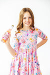 Girly Pop 3/4 Sleeve Pocket Twirl Dress