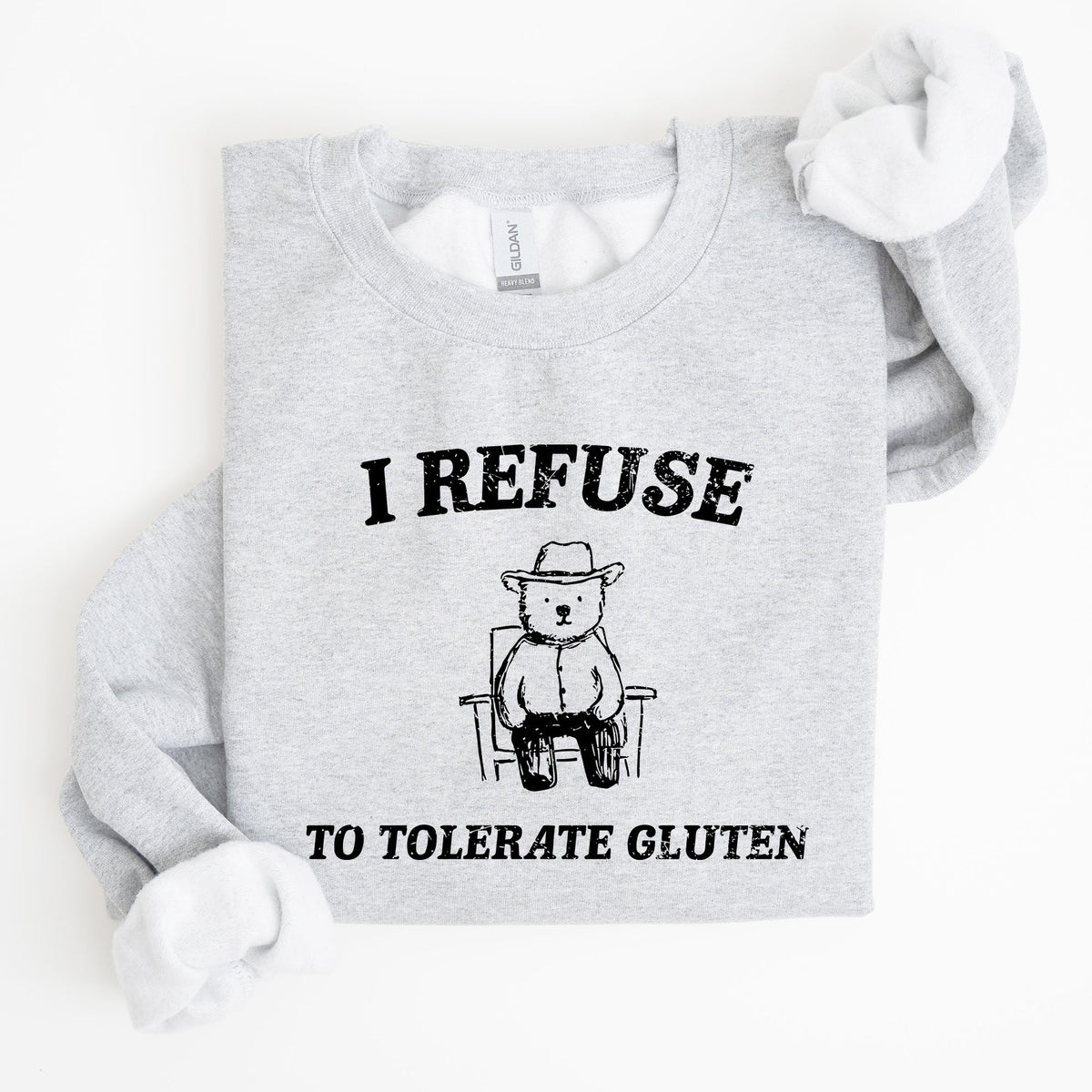 Gluten Bear Celiac Meme Humor Graphic Illustration Vintage Style Cozy Sweatshirt