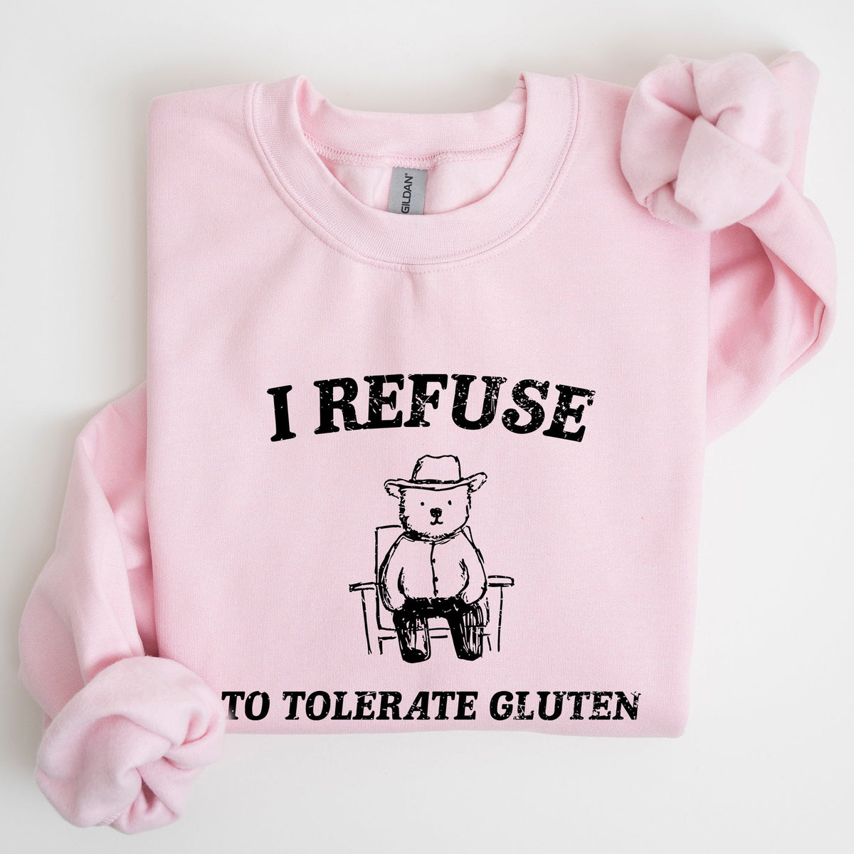 Gluten Bear Celiac Meme Humor Graphic Illustration Vintage Style Cozy Sweatshirt