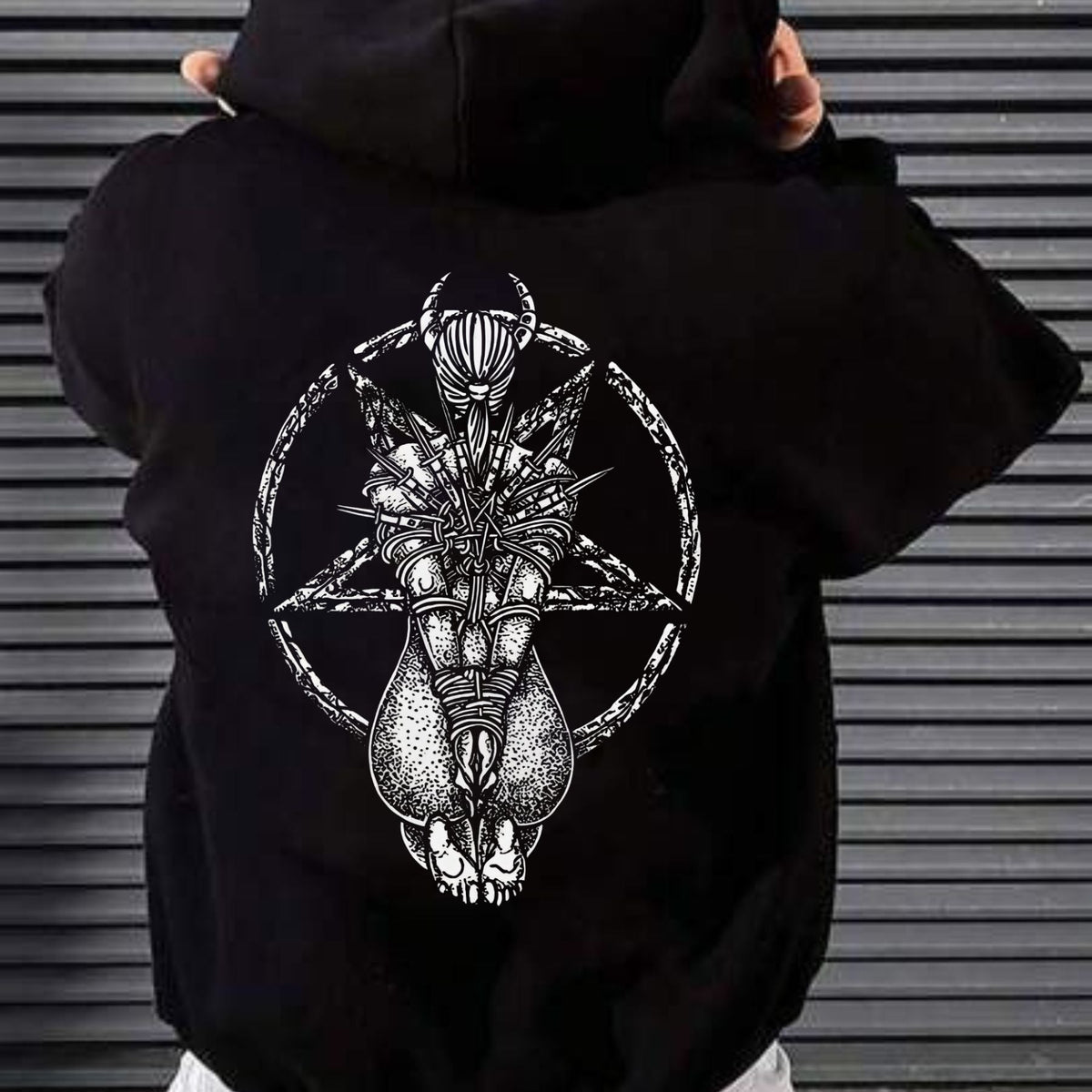 Goat Skull Pentagram Occult Hoodie – Gothic & Pagan Apparel, Mystical Pullover, Witchy Gift