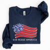 God Bless America Flower Flag 4th Of July Patriotic Floral Pattern Vintage Style Sweatshirt