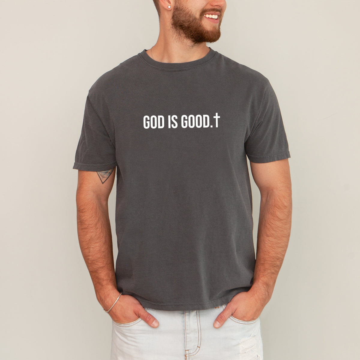 God Is Good Minimalist Faith Gospel Jesus Christian Religious Comfort Colors Tee
