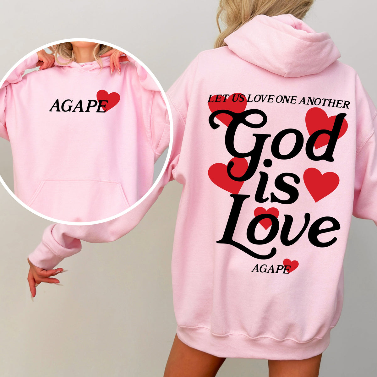 God Is Love Agape Love One Another Bible Faith Christian Religious Hooded Sweatshirt