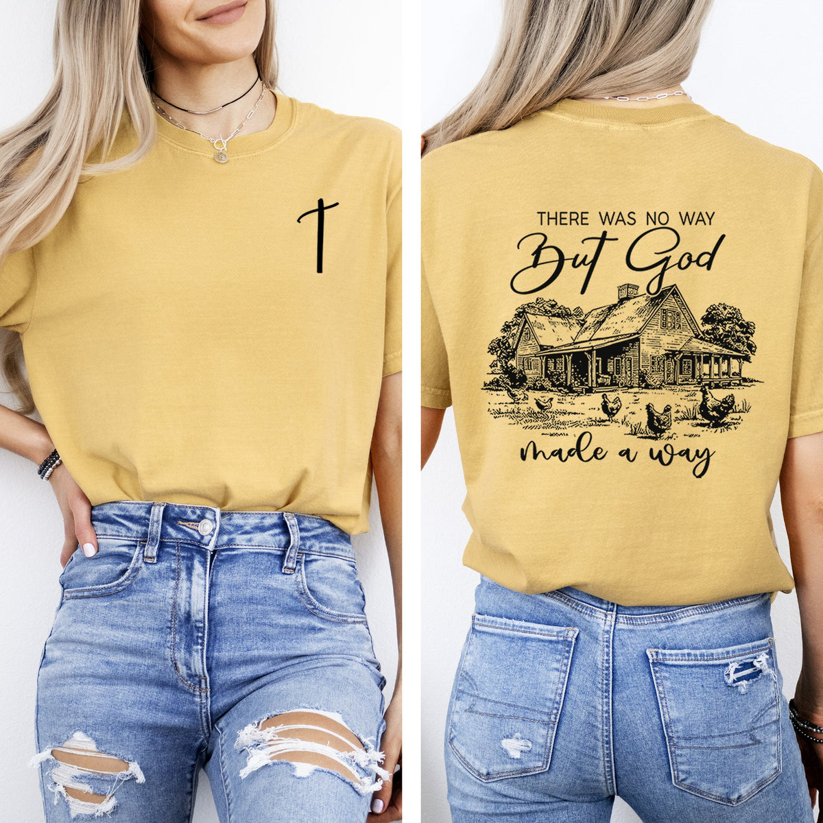 God Made A Way Farm Life Country Christian Jesus Gospel Faith Saved Comfort Colors Tee
