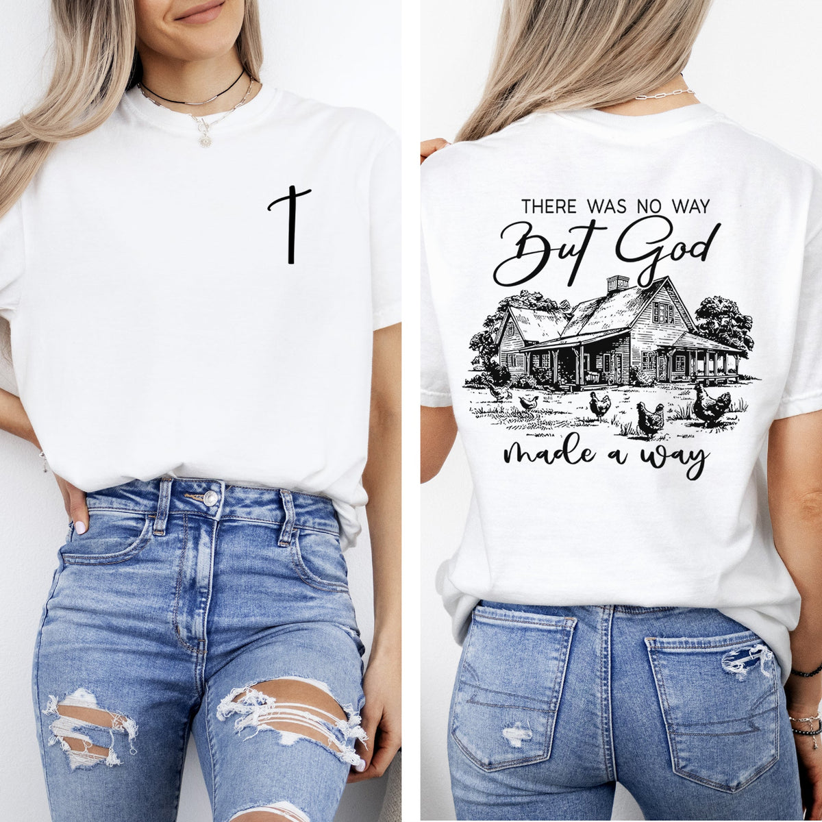 God Made A Way Farm Life Country Christian Jesus Gospel Faith Saved Comfort Colors Tee