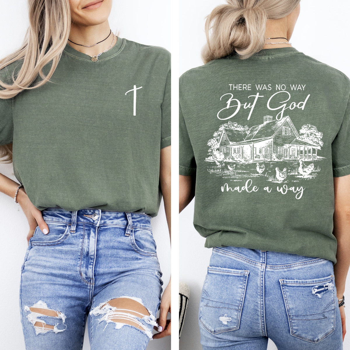 God Made A Way Farm Life Country Christian Jesus Gospel Faith Saved Comfort Colors Tee