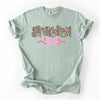 Grandma Mother's Day Ribbon Bow Floral Pastel Colorful Blossom Celebration Comfort Colors Tee