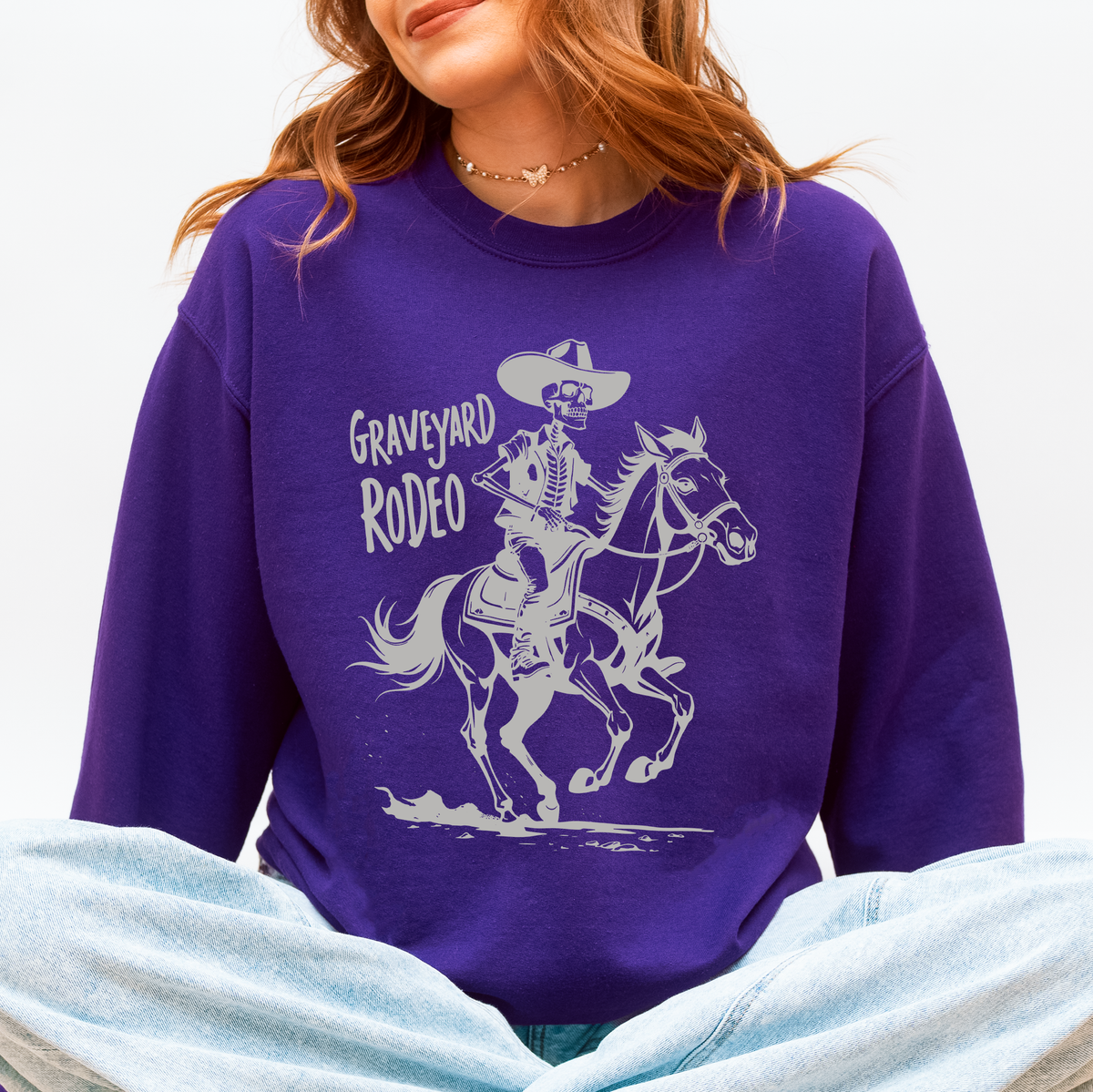 Graveyard Rodeo Cowboy Skeleton Sweatshirt