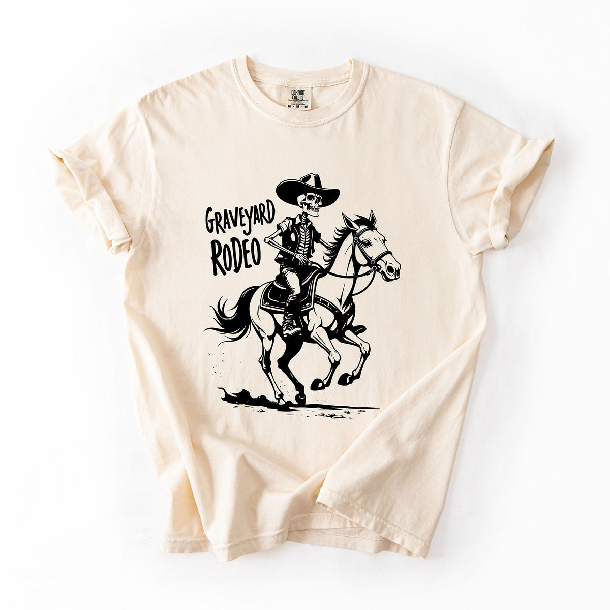 Graveyard Rodeo, Cowboy Skeleton, Halloween Comfort Colors Tee