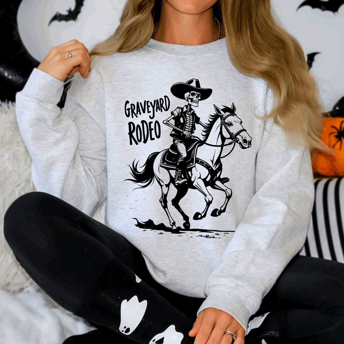 Graveyard Rodeo Cowboy Skeleton Sweatshirt